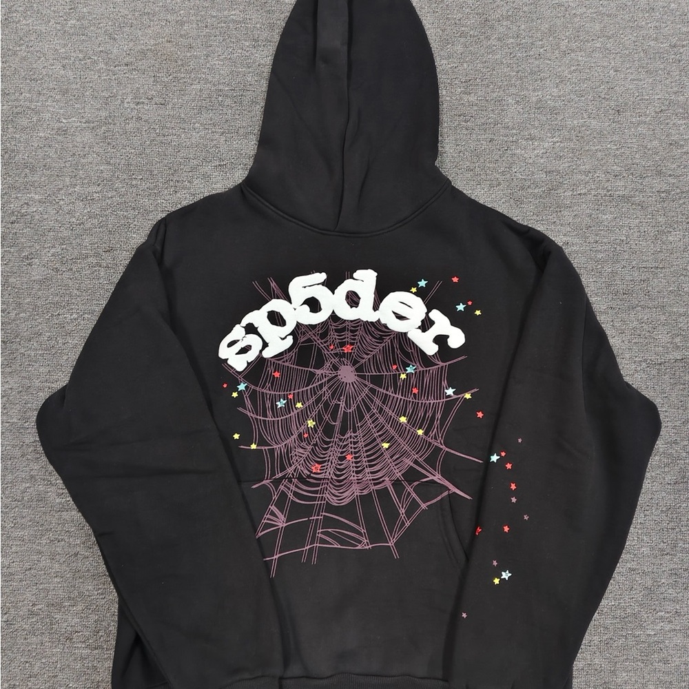Black Hoodie with Spider Web Design